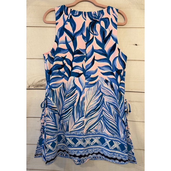 Lilly Pulitzer Sleeveless Tropical Leaf Print Dress Size 12 Pink Blue - Picture 8 of 8